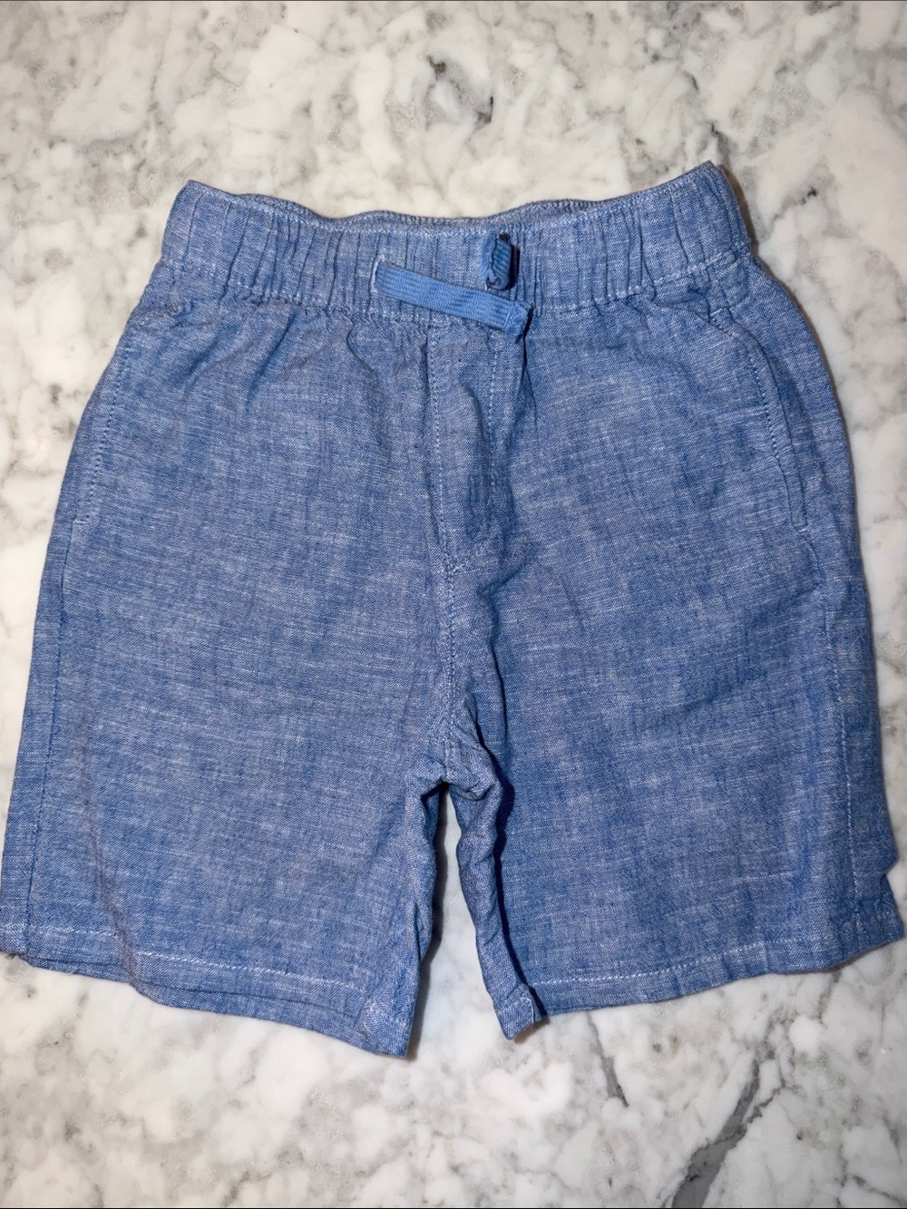H&M Boys Light Blue Elastic-Waist Linen Shorts 5T
